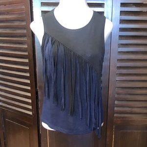 French Connection women’s blouse Sz S Blue/ Black Scoop Neck Tank